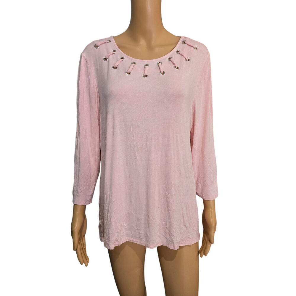 Peck & Peck Light Pink 3/4 sleeve top Large